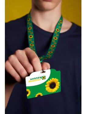 Person wearing a Sunflower Lanyard